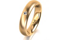 Ring 18 Karat Gelbgold 4.5 mm l&auml;ngsmatt 1 Brillant G...