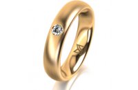 Ring 18 Karat Gelbgold 4.5 mm l&auml;ngsmatt 1 Brillant G...