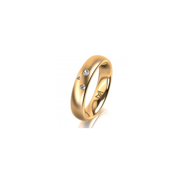 Ring 18 Karat Gelbgold 4.5 mm längsmatt 3 Brillanten G vs Gesamt 0,035ct