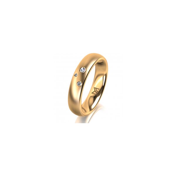 Ring 18 Karat Gelbgold 4.5 mm l&auml;ngsmatt 3 Brillanten G vs Gesamt 0,035ct