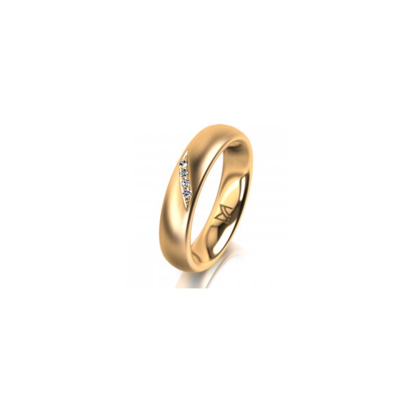 Ring 18 Karat Gelbgold 4.5 mm längsmatt 4 Brillanten G vs Gesamt 0,025ct