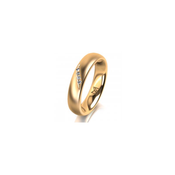 Ring 18 Karat Gelbgold 4.5 mm l&auml;ngsmatt 4 Brillanten G vs Gesamt 0,025ct