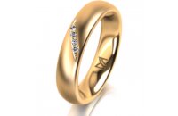 Ring 18 Karat Gelbgold 4.5 mm l&auml;ngsmatt 4 Brillanten...