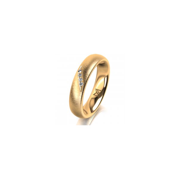 Ring 18 Karat Gelbgold 4.5 mm sandmatt 4 Brillanten G vs Gesamt 0,025ct