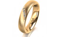 Ring 18 Karat Gelbgold 4.5 mm sandmatt 4 Brillanten G vs...