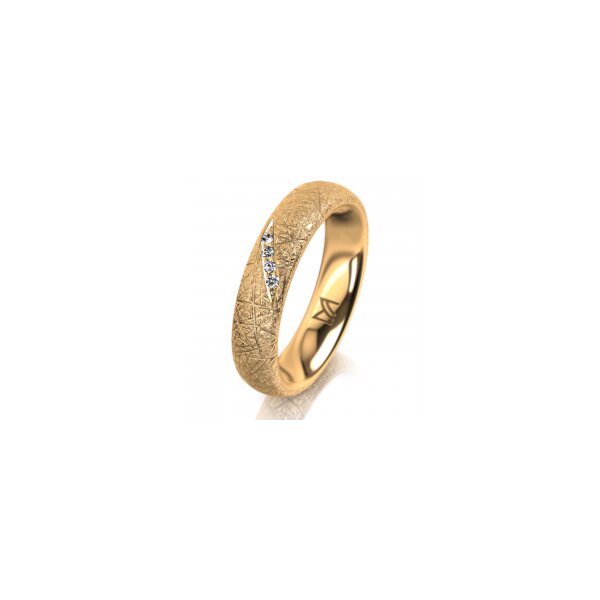 Ring 18 Karat Gelbgold 4.5 mm kristallmatt 4 Brillanten G vs Gesamt 0,025ct
