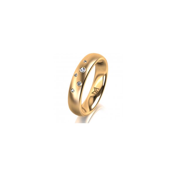 Ring 18 Karat Gelbgold 4.5 mm l&auml;ngsmatt 5 Brillanten G vs Gesamt 0,045ct