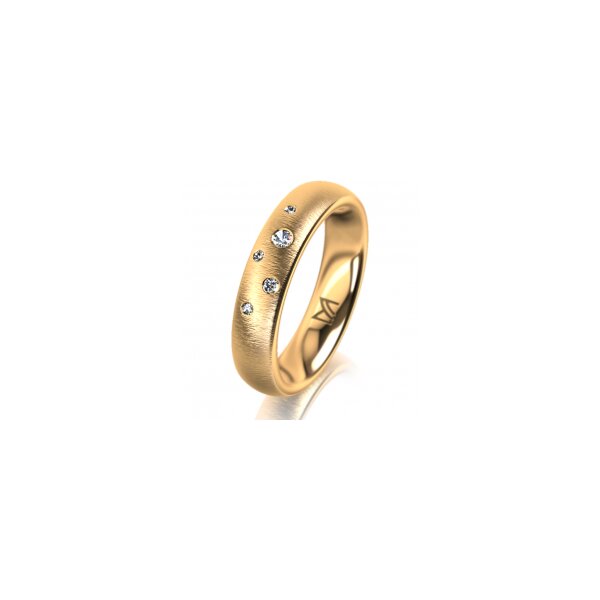 Ring 18 Karat Gelbgold 4.5 mm sandmatt 5 Brillanten G vs Gesamt 0,045ct