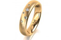 Ring 18 Karat Gelbgold 4.5 mm sandmatt 5 Brillanten G vs...