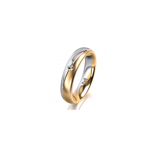 Ring 14 Karat Gelb-/Weissgold 4.5 mm l&auml;ngsmatt 1 Brillant G vs 0,025ct