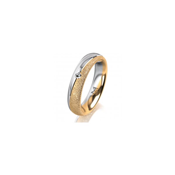Ring 14 Karat Gelb-/Weissgold 4.5 mm kreismatt 1 Brillant G vs 0,025ct