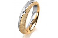 Ring 14 Karat Gelb-/Weissgold 4.5 mm kreismatt 1 Brillant...