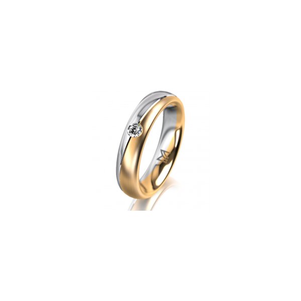 Ring 14 Karat Gelb-/Weissgold 4.5 mm längsmatt 1 Brillant G vs 0,065ct