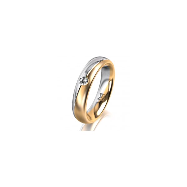 Ring 14 Karat Gelb-/Weissgold 4.5 mm l&auml;ngsmatt 1 Brillant G vs 0,065ct