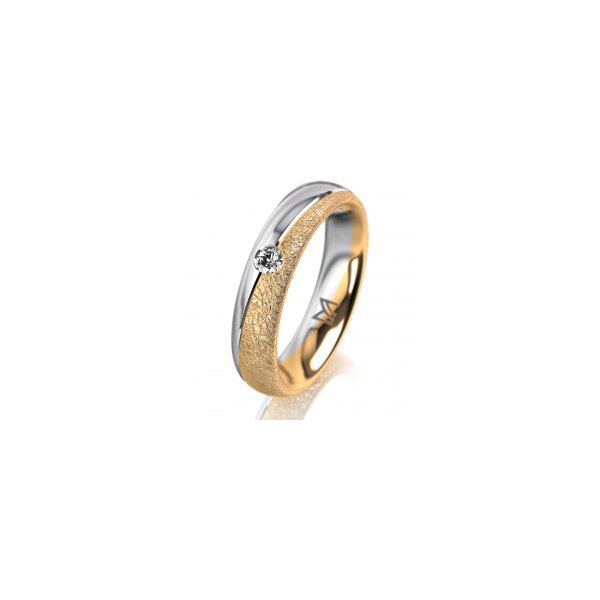Ring 14 Karat Gelb-/Weissgold 4.5 mm kreismatt 1 Brillant G vs 0,065ct