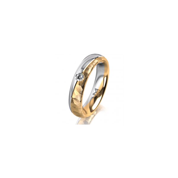 Ring 14 Karat Gelb-/Weissgold 4.5 mm diamantmatt 1 Brillant G vs 0,065ct