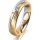 Ring 14 Karat Gelb-/Weissgold 4.5 mm sandmatt 3 Brillanten G vs Gesamt 0,035ct