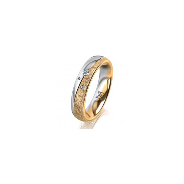 Ring 14 Karat Gelb-/Weissgold 4.5 mm kristallmatt 3 Brillanten G vs Gesamt 0,035ct