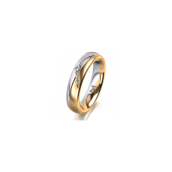 Ring 14 Karat Gelb-/Weissgold 4.5 mm l&auml;ngsmatt 4 Brillanten G vs Gesamt 0,025ct