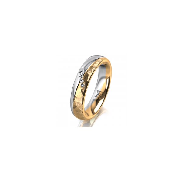 Ring 14 Karat Gelb-/Weissgold 4.5 mm diamantmatt 4 Brillanten G vs Gesamt 0,025ct