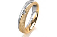 Ring 18 Karat Gelb-/Weissgold 4.5 mm kreismatt 1 Brillant...