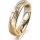 Ring 18 Karat Gelb-/Weissgold 4.5 mm sandmatt 5 Brillanten G vs Gesamt 0,045ct
