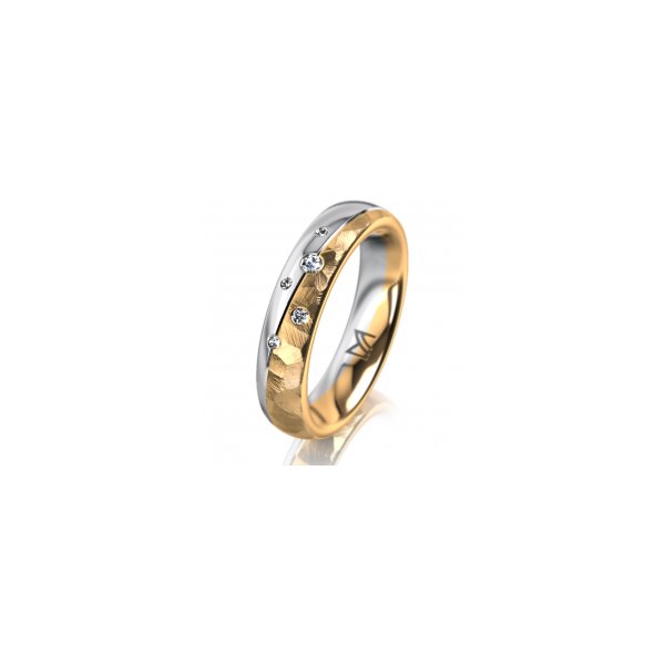 Ring 18 Karat Gelb-/Weissgold 4.5 mm diamantmatt 5 Brillanten G vs Gesamt 0,045ct