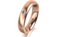 Ring 14 Karat Rotgold 4.5 mm l&auml;ngsmatt 1 Brillant G...