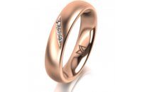 Ring 14 Karat Rotgold 4.5 mm l&auml;ngsmatt 4 Brillanten...
