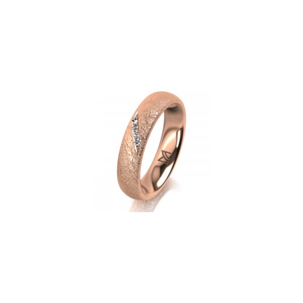 Ring 14 Karat Rotgold 4.5 mm kreismatt 4 Brillanten G vs Gesamt 0,025ct