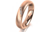 Ring 14 Karat Rotgold 4.5 mm sandmatt 4 Brillanten G vs...