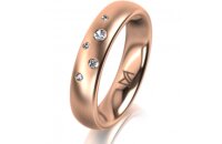 Ring 14 Karat Rotgold 4.5 mm l&auml;ngsmatt 5 Brillanten...