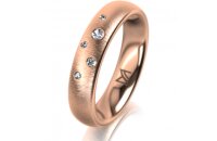 Ring 14 Karat Rotgold 4.5 mm sandmatt 5 Brillanten G vs...