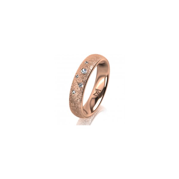 Ring 14 Karat Rotgold 4.5 mm kristallmatt 5 Brillanten G vs Gesamt 0,045ct