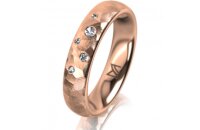 Ring 14 Karat Rotgold 4.5 mm diamantmatt 5 Brillanten G...