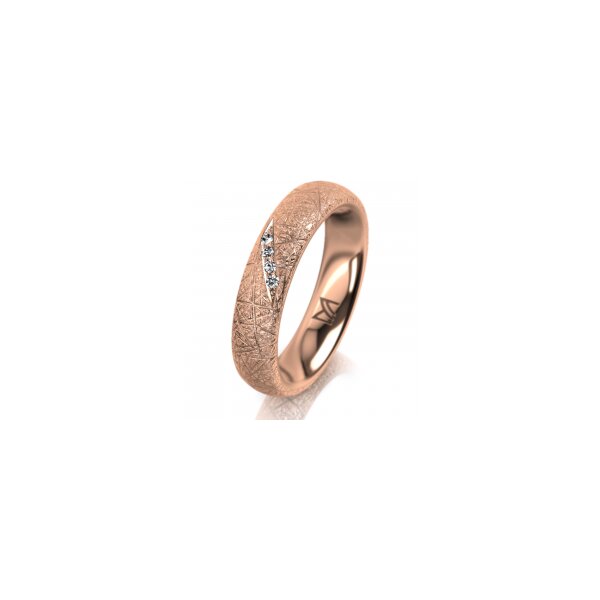Ring 18 Karat Rotgold 4.5 mm kristallmatt 4 Brillanten G vs Gesamt 0,025ct