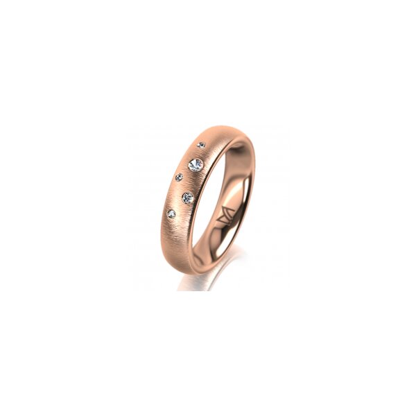 Ring 18 Karat Rotgold 4.5 mm sandmatt 5 Brillanten G vs Gesamt 0,045ct