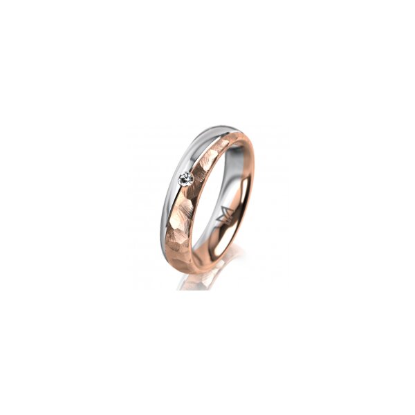 Ring 14 Karat Rot-/Weissgold 4.5 mm diamantmatt 1 Brillant G vs 0,025ct
