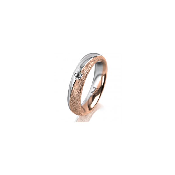 Ring 14 Karat Rot-/Weissgold 4.5 mm kristallmatt 1 Brillant G vs 0,065ct