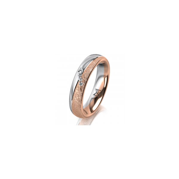 Ring 14 Karat Rot-/Weissgold 4.5 mm kreismatt 4 Brillanten G vs Gesamt 0,025ct