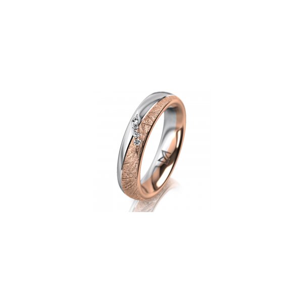 Ring 14 Karat Rot-/Weissgold 4.5 mm kristallmatt 4 Brillanten G vs Gesamt 0,025ct