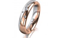 Ring 14 Karat Rot-/Weissgold 4.5 mm poliert 5 Brillanten...