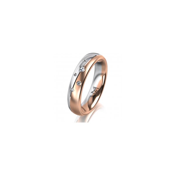 Ring 14 Karat Rot-/Weissgold 4.5 mm l&auml;ngsmatt 5 Brillanten G vs Gesamt 0,045ct