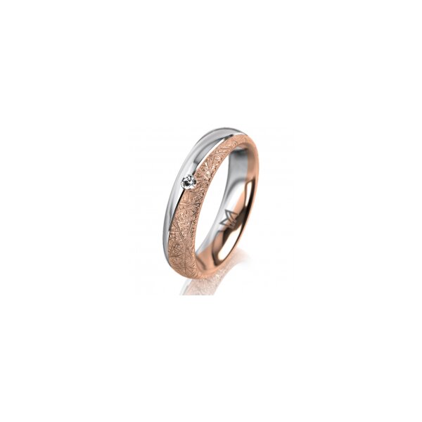 Ring 18 Karat Rot-/Weissgold 4.5 mm kristallmatt 1 Brillant G vs 0,025ct