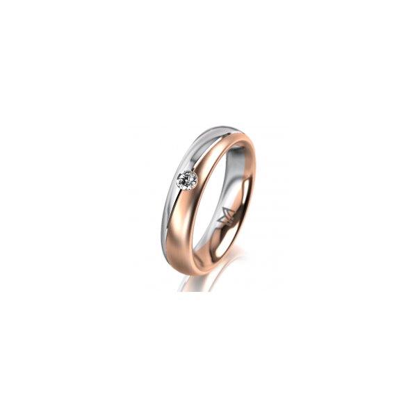 Ring 18 Karat Rot-/Weissgold 4.5 mm l&auml;ngsmatt 1 Brillant G vs 0,065ct