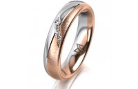 Ring 18 Karat Rot-/Weissgold 4.5 mm sandmatt 4 Brillanten...
