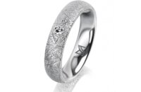 Ring 14 Karat Weissgold 4.5 mm kristallmatt 1 Brillant G...