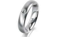 Ring 14 Karat Weissgold 4.5 mm l&auml;ngsmatt 1 Brillant...