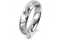 Ring 14 Karat Weissgold 4.5 mm diamantmatt 1 Brillant G...