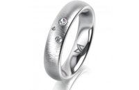 Ring 14 Karat Weissgold 4.5 mm sandmatt 3 Brillanten G vs...